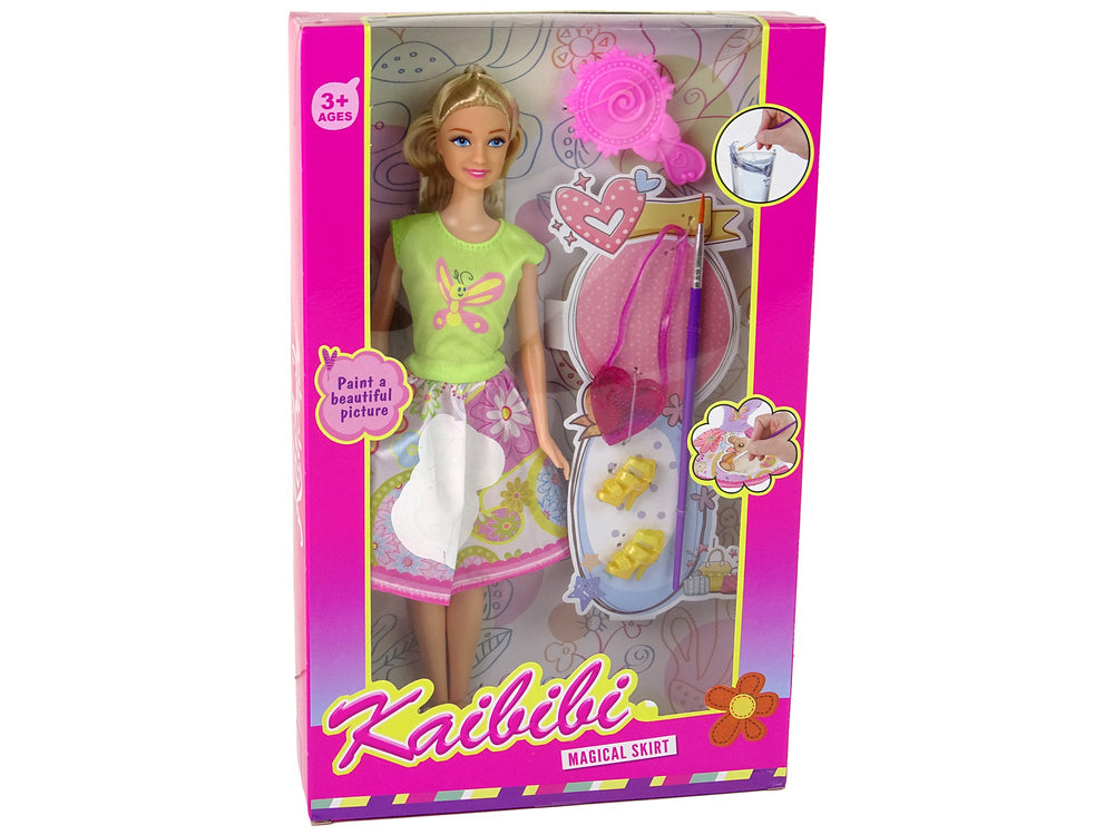 Lutka za igru u haljini za bojanje Painting Dress - 29 cm -zelena