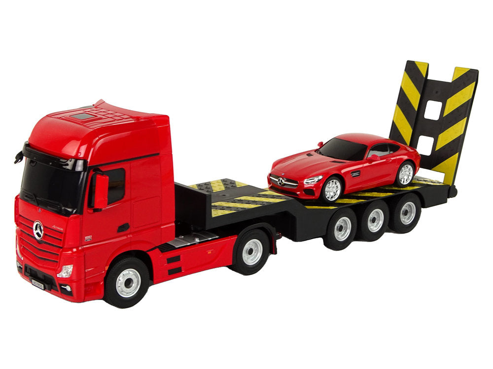 Kamion za vuču na daljinsko upravljanje Mercedes-Benz 1:26 + autić - crveni