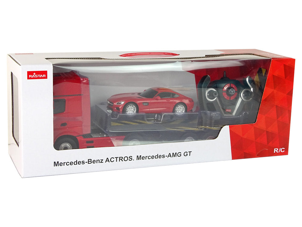 Kamion za vuču na daljinsko upravljanje Mercedes-Benz 1:26 + autić - crveni