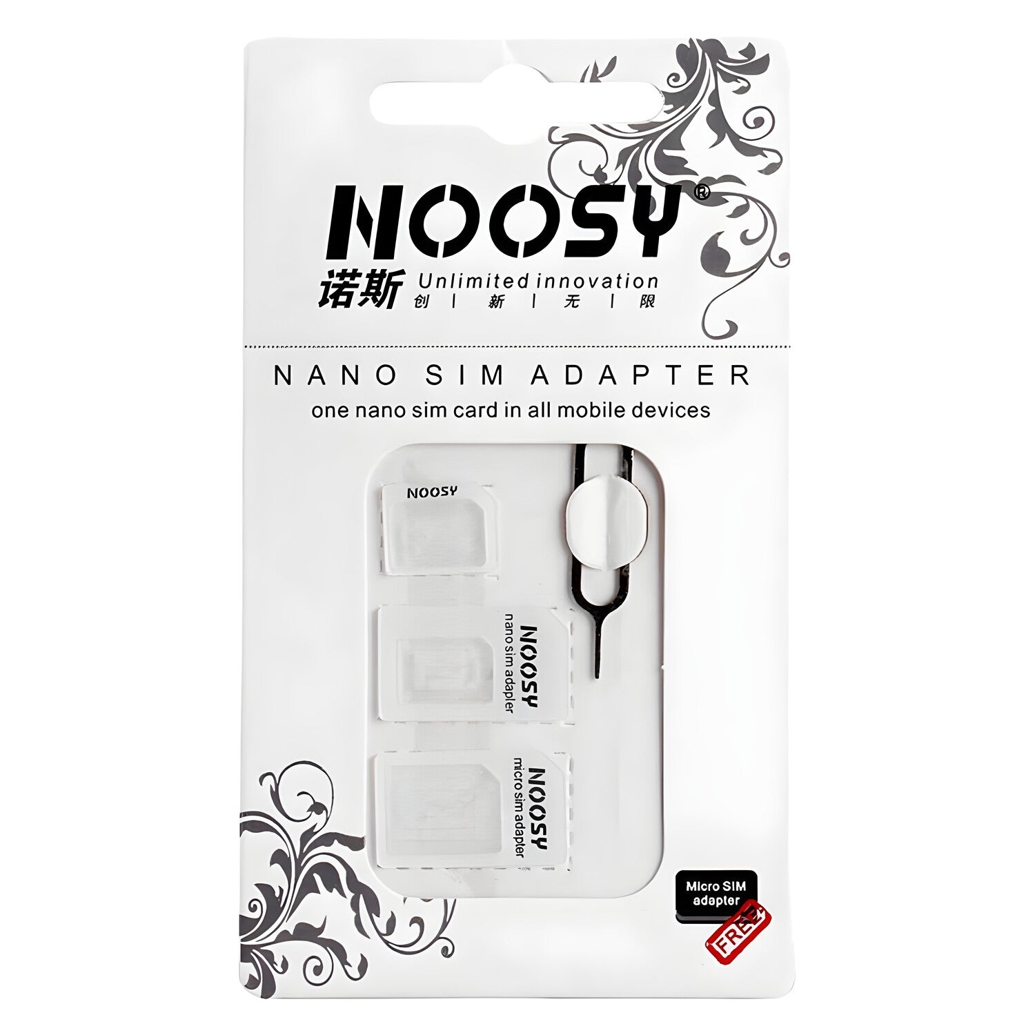 Noosy adapter Nano Micro Sim 3u1 iPhone Set + ključ - Bijela KP14160