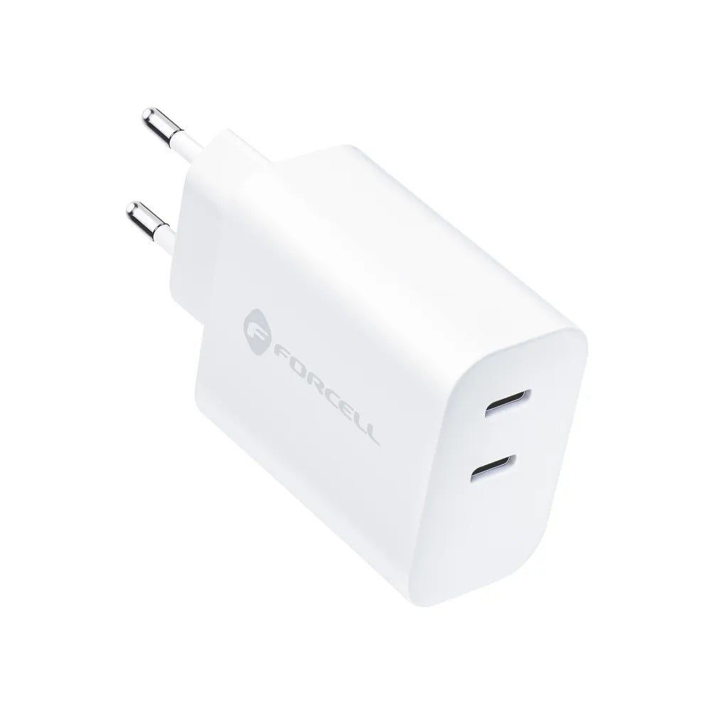 Forcell Zidni punjač s 2 USB utičnice tipa C - 3A 35W s PD i funkcijom Quick Charge 4.0
