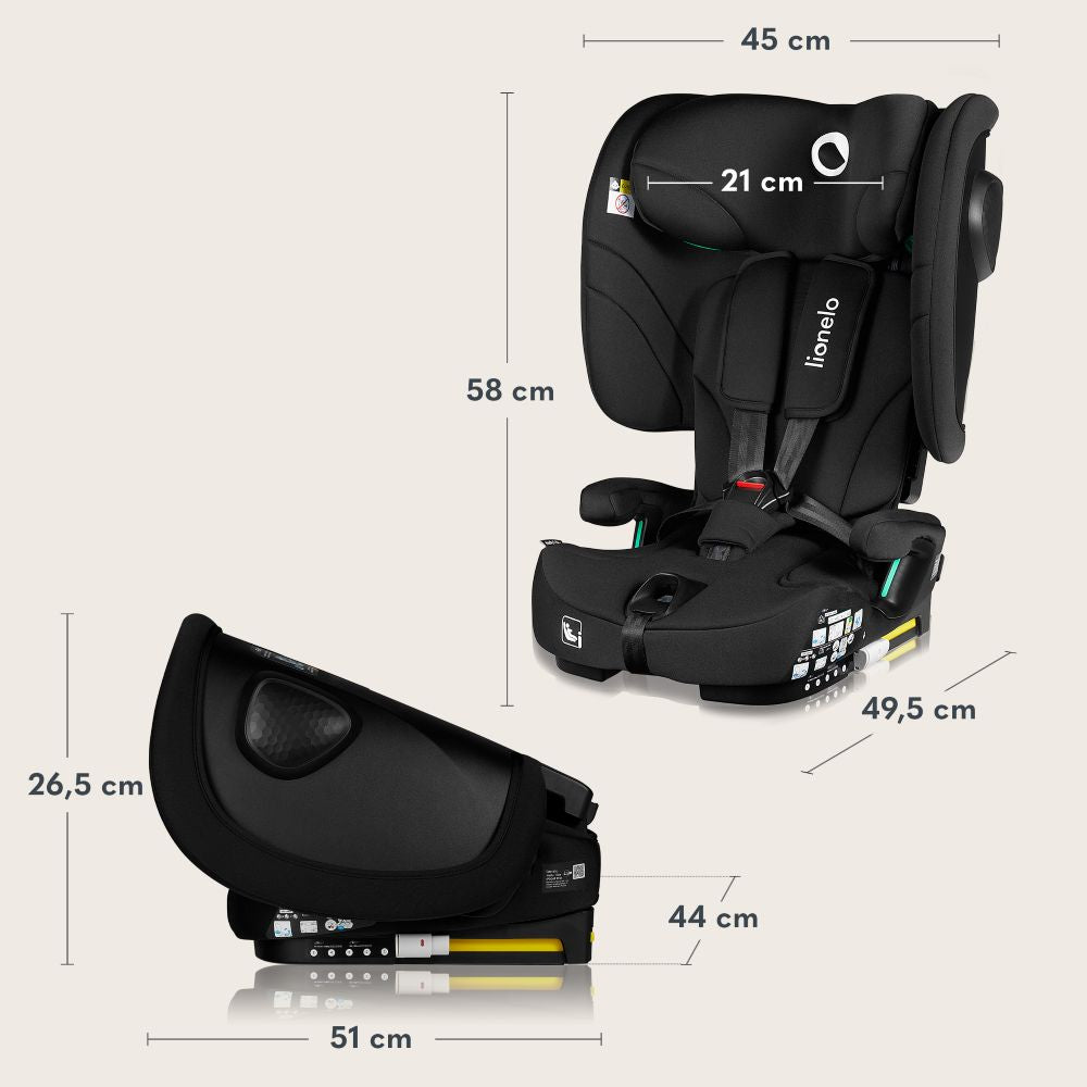 Lionelo autosjedalica Nelly i-Size 9-36 kg (76-150 cm), Black Carbon