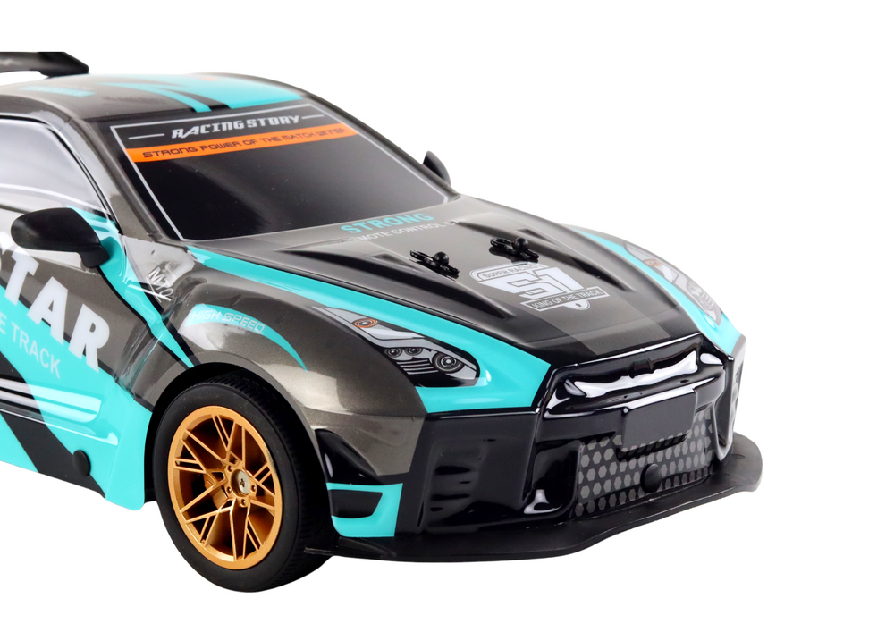Veliki sportski auto na daljinsko upravljanje Sports Car 1:10 - tirkizno/crni