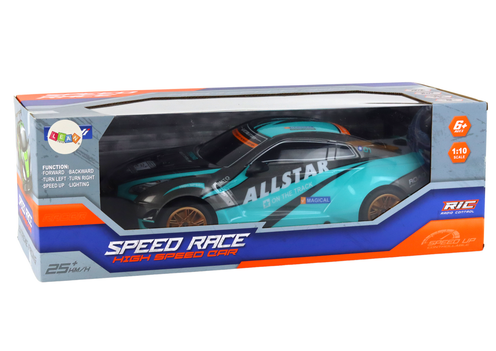 Veliki sportski auto na daljinsko upravljanje Sports Car 1:10 - tirkizno/crni