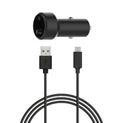 XQISIT Auto punjač 2.4A s 1x USB - A portom i USB - Micro kabelom - Crna KP36387