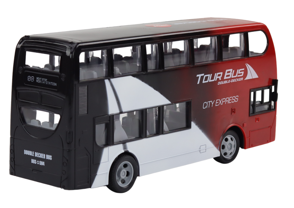Autobus na kat na daljinsko upravljanje Double Decker - crveno/crni