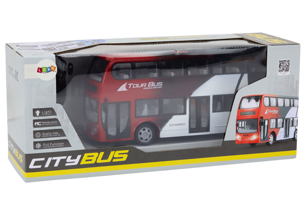 Autobus na kat na daljinsko upravljanje Double Decker - crveno/crni