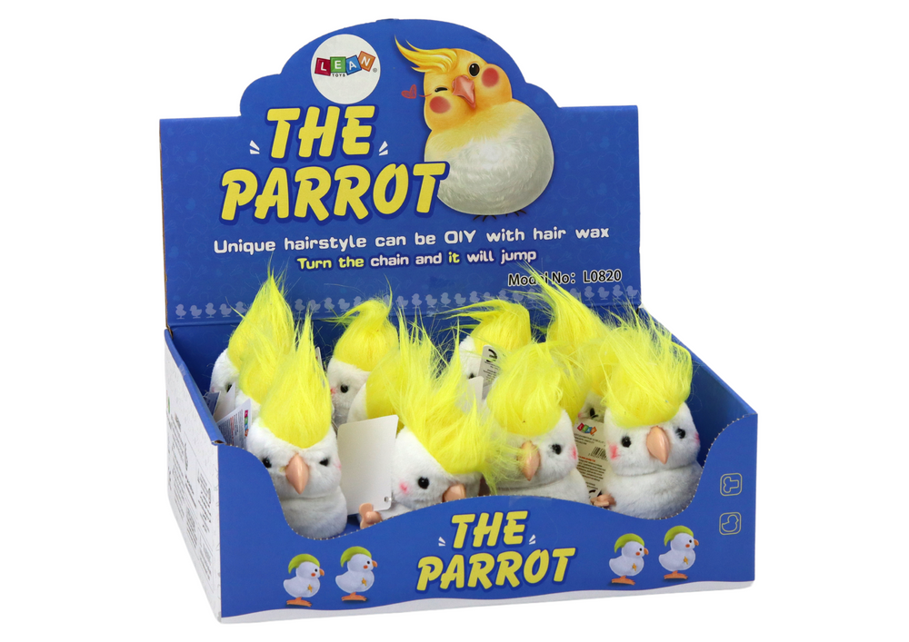 Jumping Parrot Wind-Up Plush Toy Decoration White