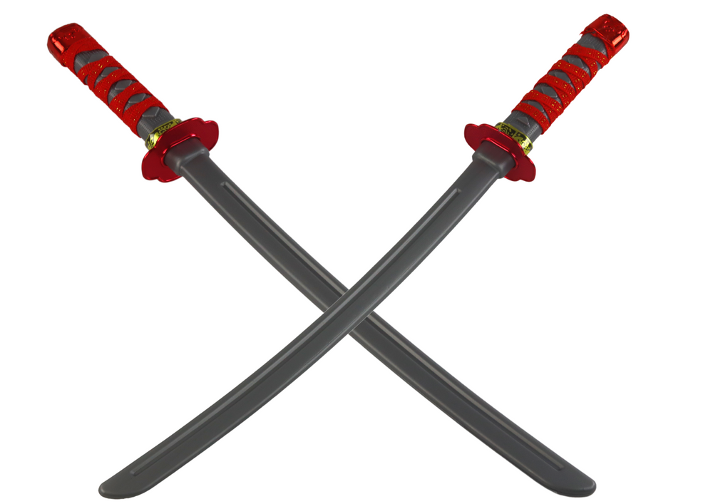 Ninja Warrior Set Mask Swords Daggers Red Decorations