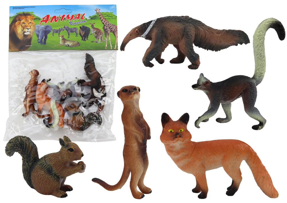 Set životinjskih figurica - vjeverica, majmun, mravojed, lisica, lemur