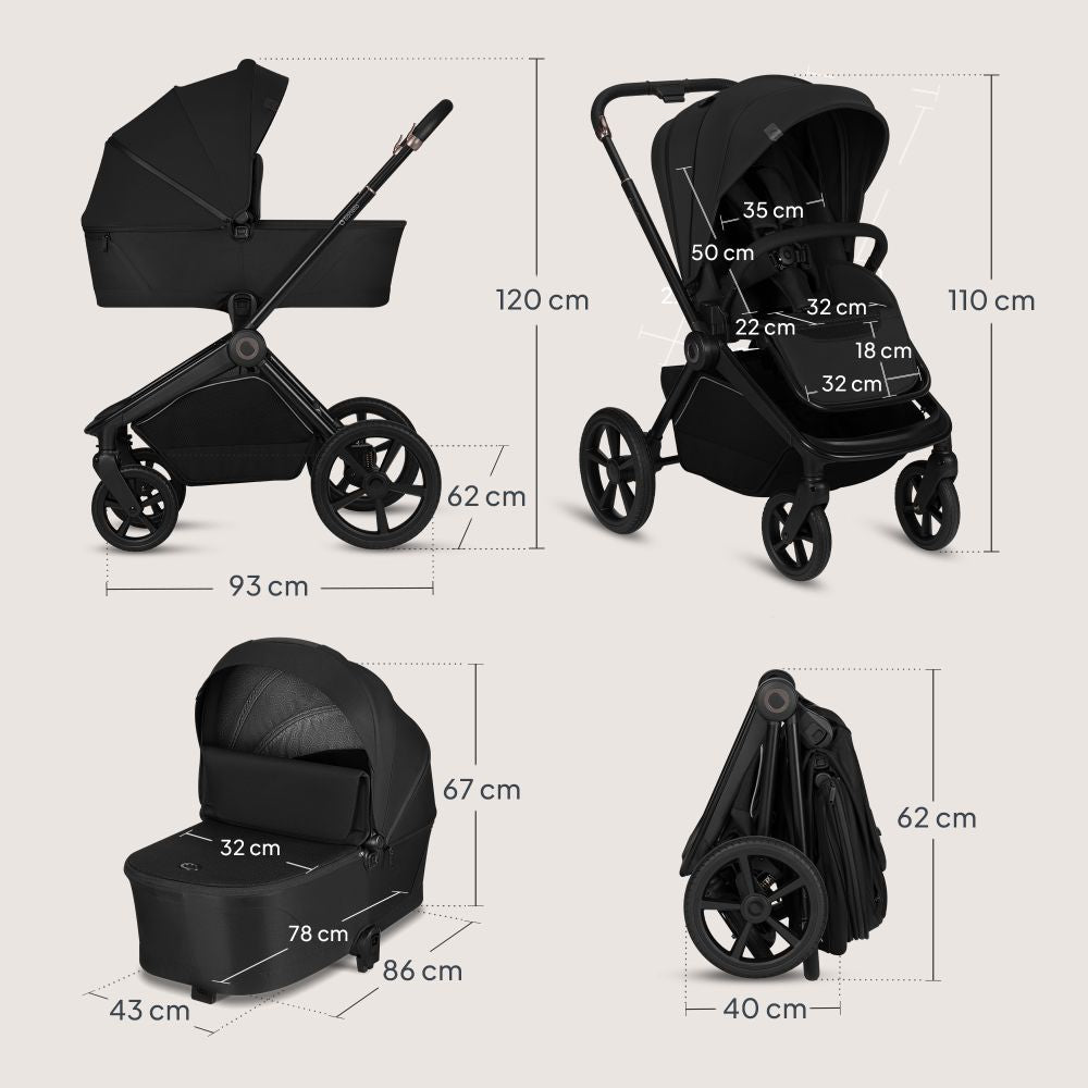 Lionelo dječja kolica Freya 3u1, Black Onyx