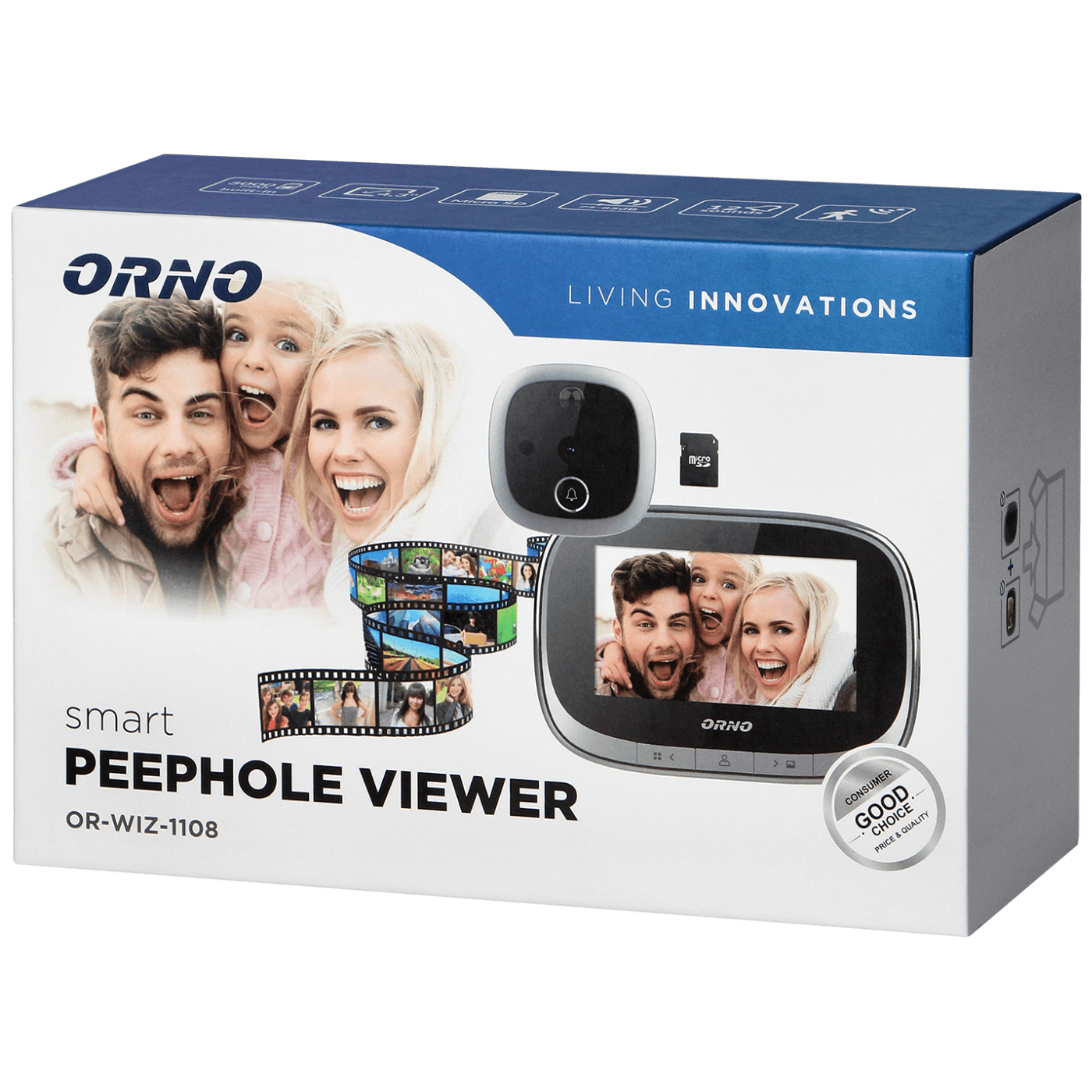Orno Digitální kukátko pro vchodové dveře, 4.3", LCD - OR-WIZ-1108