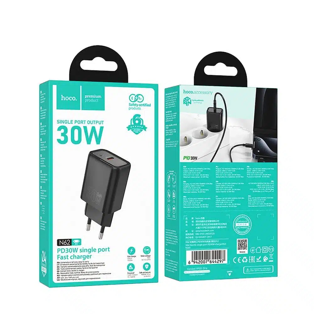 HOCO síťová nabíječka Type-C PD QC 30W N62 černá