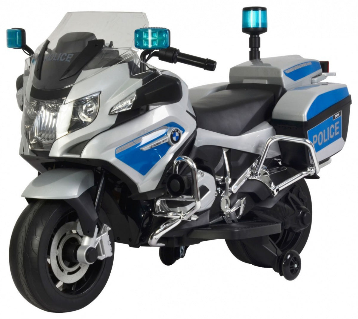 Licencirani motor na akumulator BMW Police – sivo/plavi