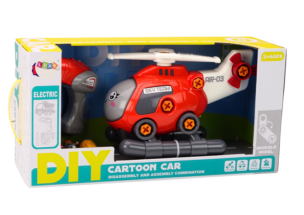 Helikopter DIY za sastavljanje s alatom - crveni