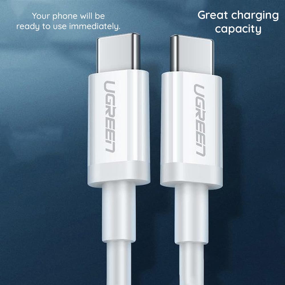Ugreen - Datový kabel (60520) - USB-C na Type-C PD60W 3A 2m - bílý