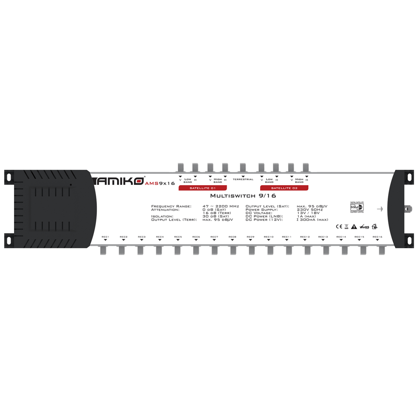 Amiko Multiswitch 9/16 sa dodatnim napajanjem, kaskadni - AMS9X16