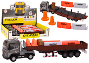 Kamion s prikolicom 1:24 TIR + cestovne barikade - sivi