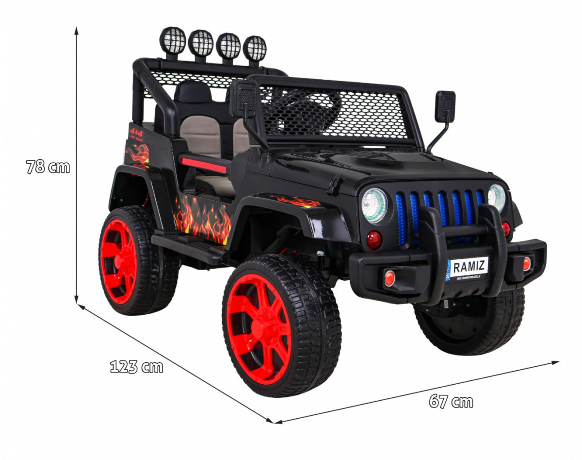 Auto na akumulator NEW Raptor DRIFTER 4 x 4 - crni/plamen