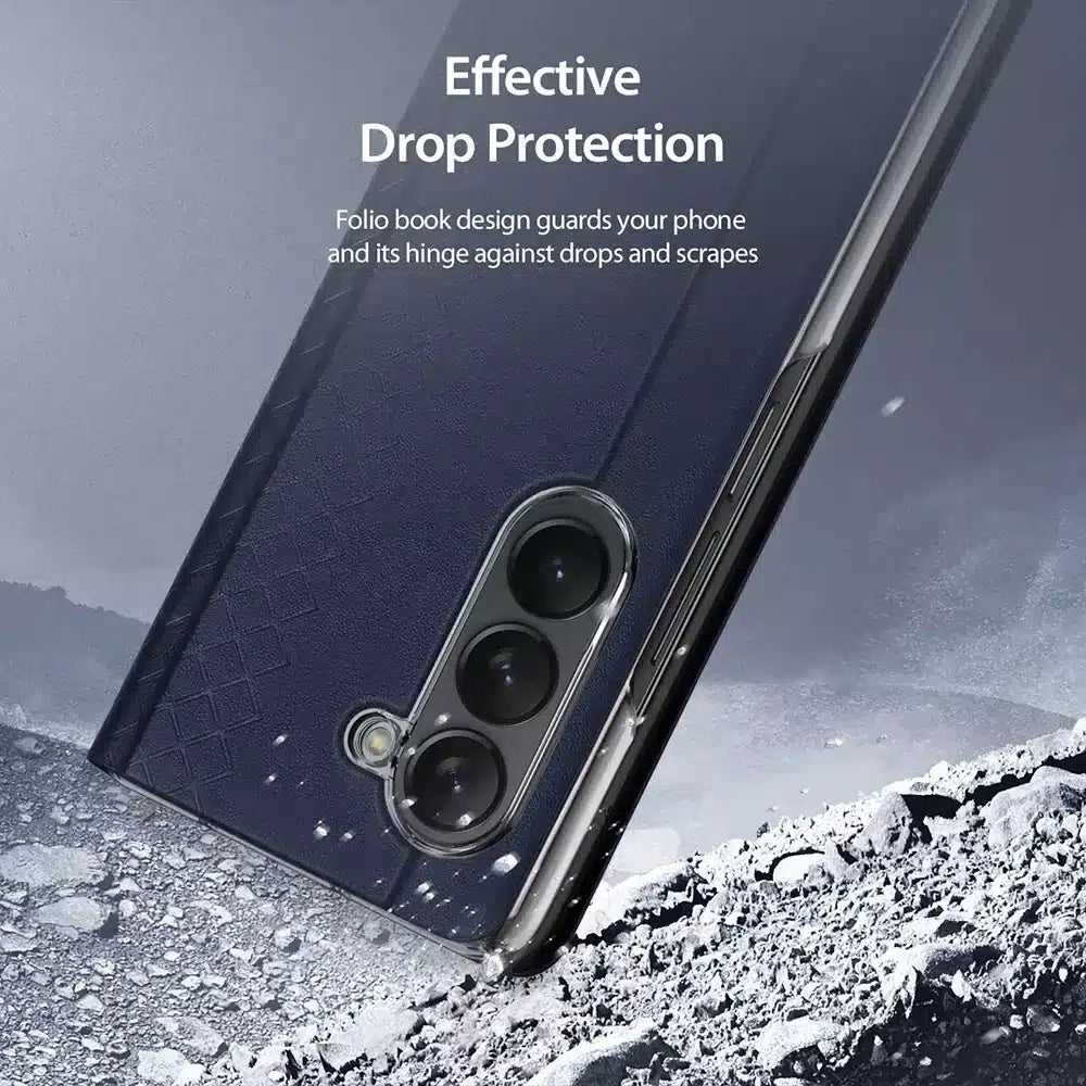 DUX DUCIS Bril – kožené pouzdro pro Samsung Galaxy Z Fold5 5G modrá