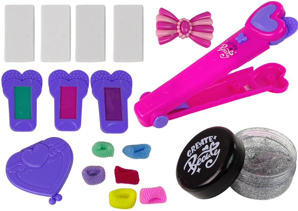 Chalk for painting hair, colorful highlights, straightener, accessories