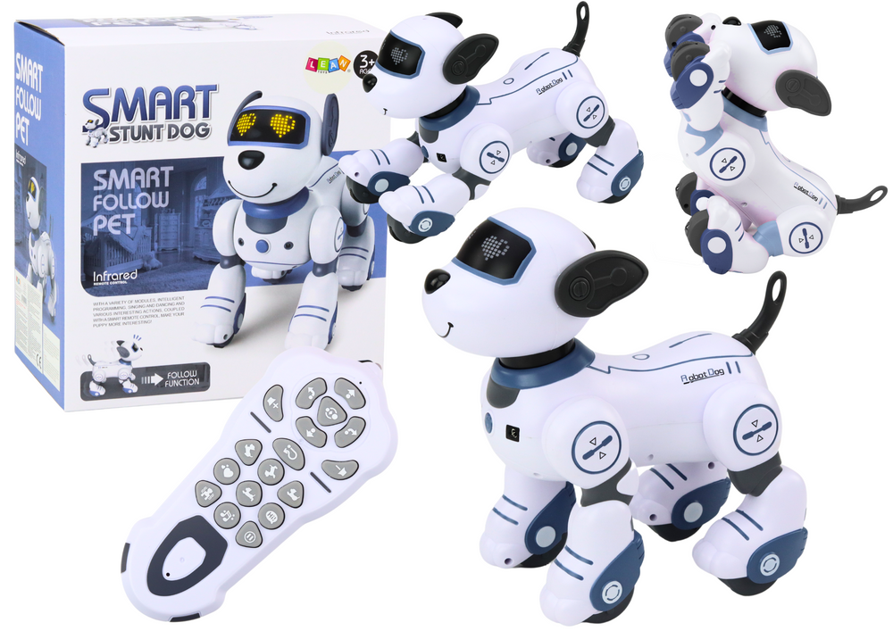 Interaktivni robot pas koji pleše na daljinsko upravljanje slijedi naredbe - plavi