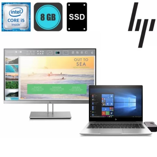HP EliteBook 840 G5, i5-8365U + HP EliteDisplay E233 + Dokovací stanice