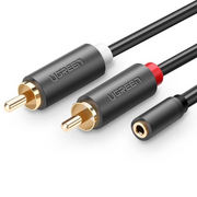 Ugreen 10561 audio kabel 0,2 m 3.5mm 2 x RCA Crno