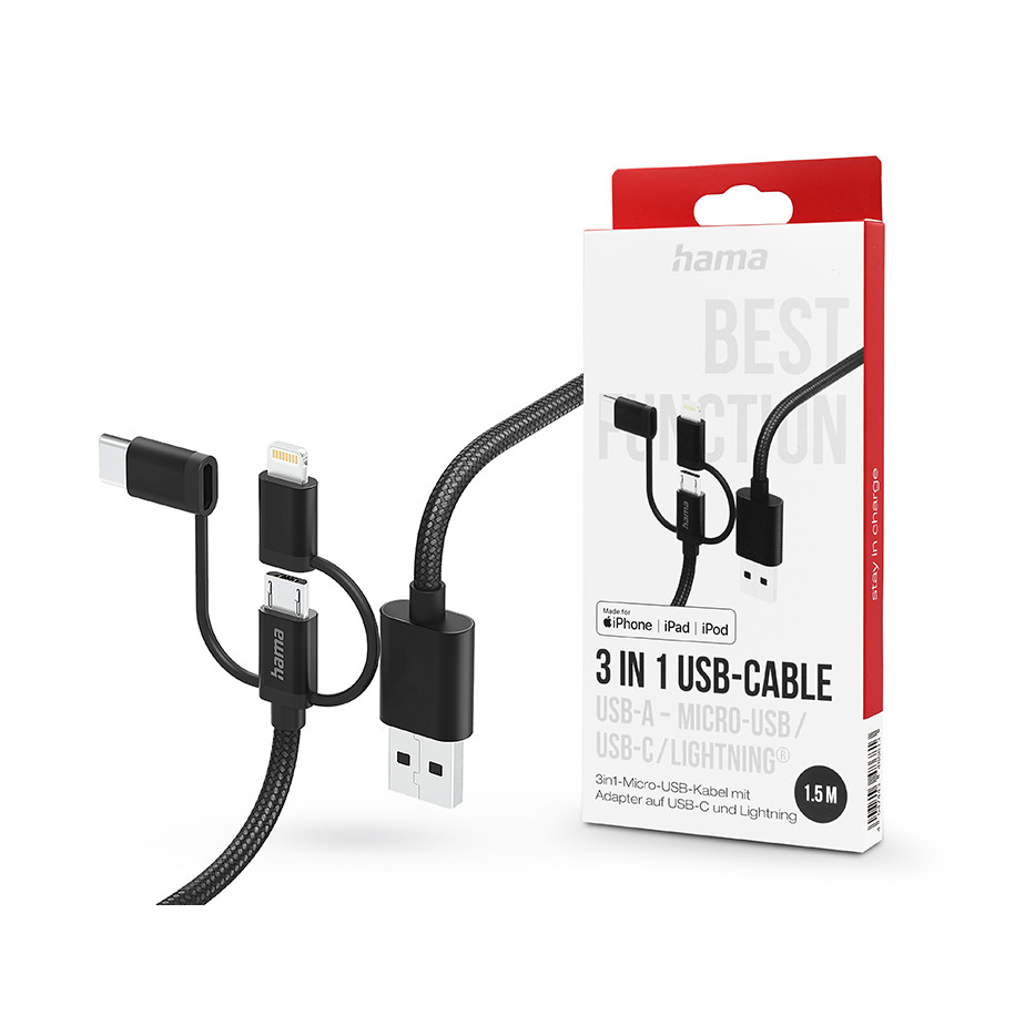 Hama 00201536 USB kabel 1,5 m USB 2.0 USB A USB C Crno