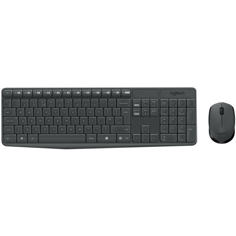 Logitech MK235 tipkovnica Miš priložen USB QWERTZ Njemački Sivo