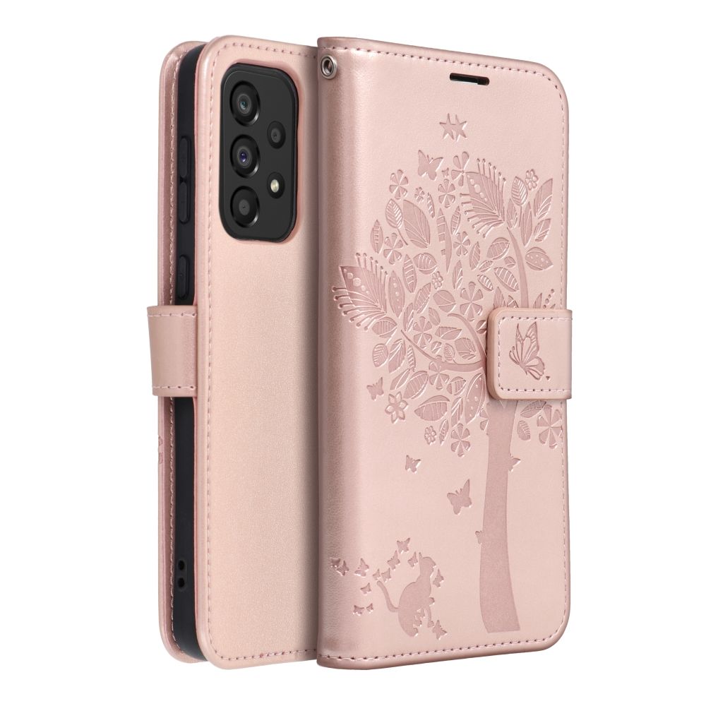 Pouzdro Forcell MEZZO Book na SAMSUNG A33 5G, dřevo, růžové zlato