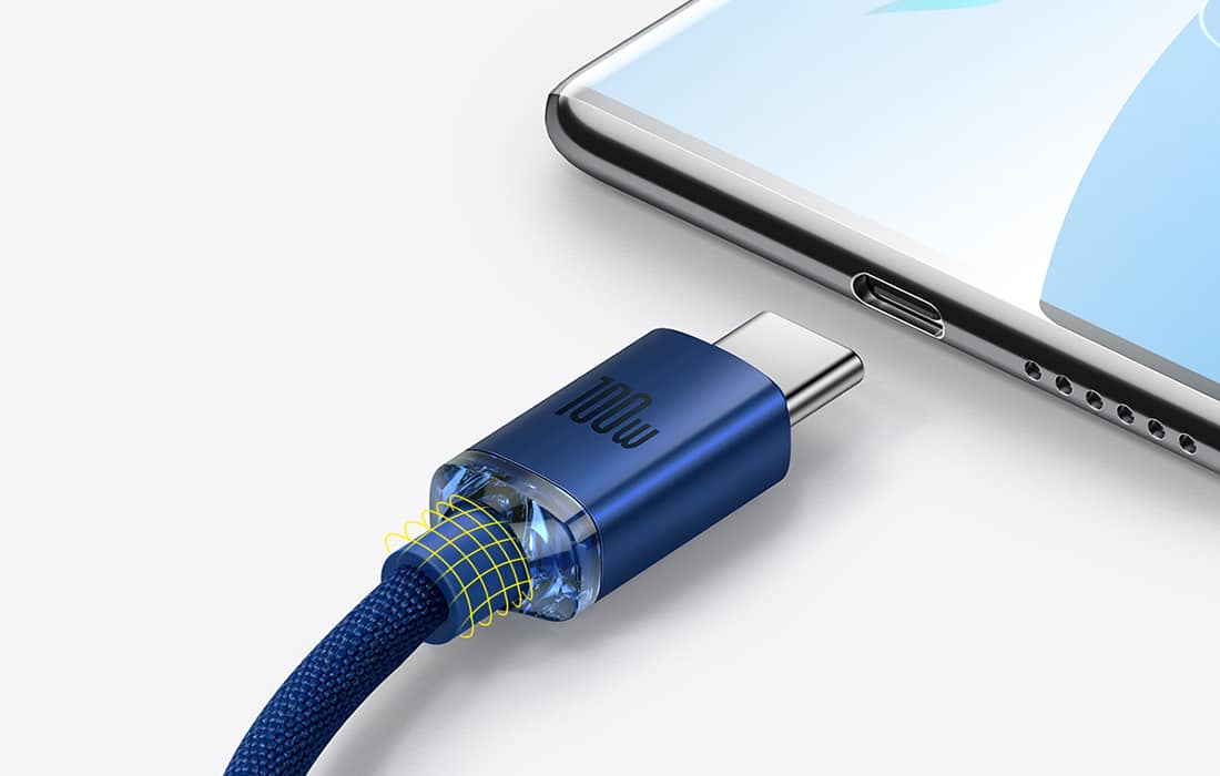 Baseus Crystal Shine kabel USB na USB-C 5A100W1.2m (modrý)