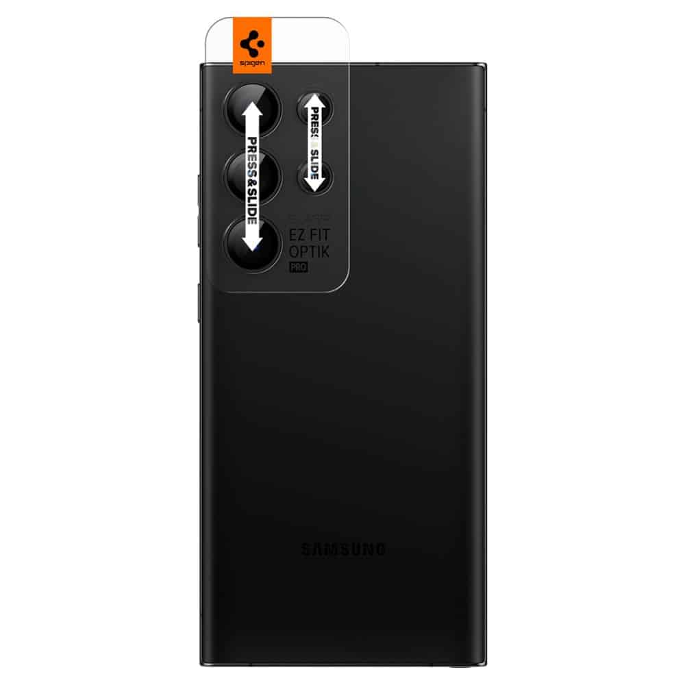 Spigen – Optik.TR EZ FIT sklo fotoaparátu (2ks) pro Samsung Galaxy S23 Ultra – černé