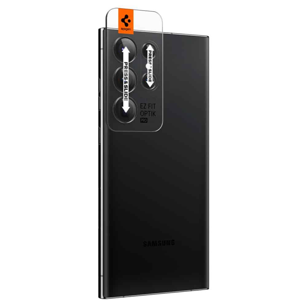 Spigen – Optik.TR EZ FIT sklo fotoaparátu (2ks) pro Samsung Galaxy S23 Ultra – černé