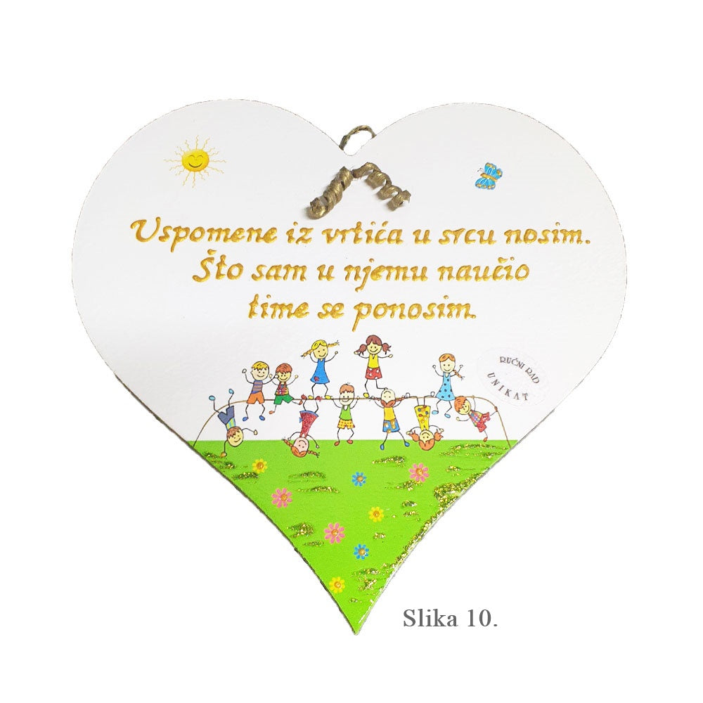 Unikátní dřevěné srdíčko – Speciální dárek pro učitelky a paní učitelky ve školce - 10. - 17885