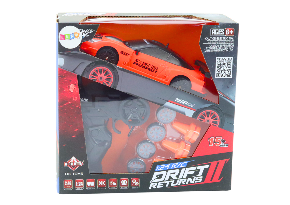 Sportski auto na daljinsko upravljanje sa zamjenjivim kotačima 1:24 - narančasti