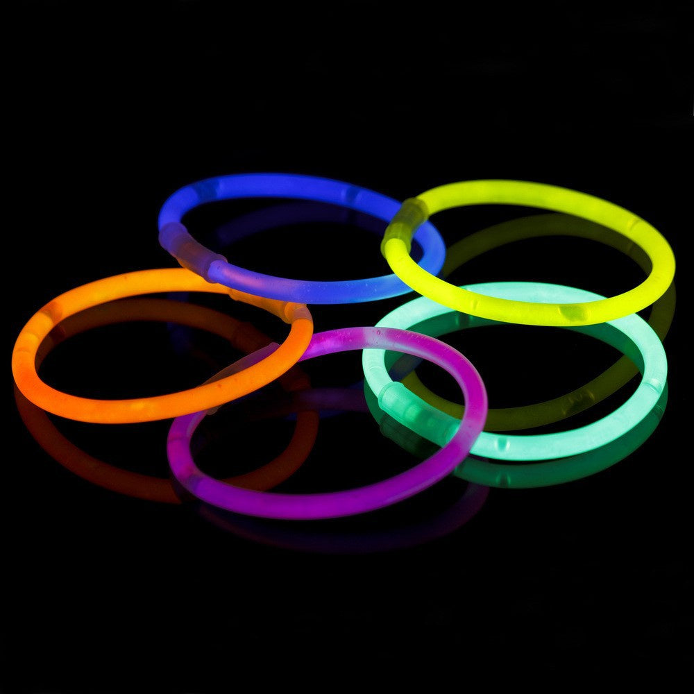Fluorescentne narukvice za igru koje svijetle u mraku - 100 komada - šarene