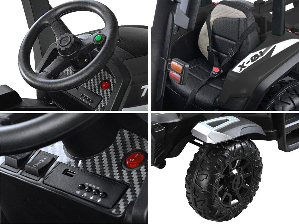 Veliki traktor s prikolicom 4×4 – crni