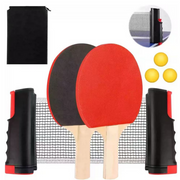 Ping Pong Table Tennis Set Net Rackets Balls 6pcs