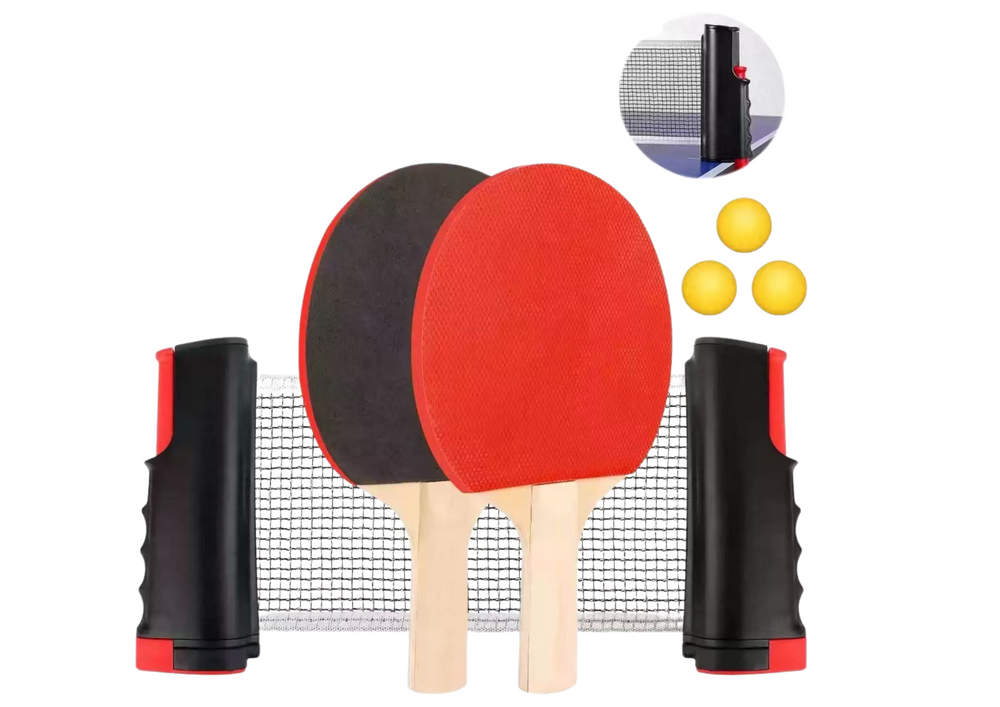 Ping Pong Table Tennis Set Net Rackets Balls 6pcs
