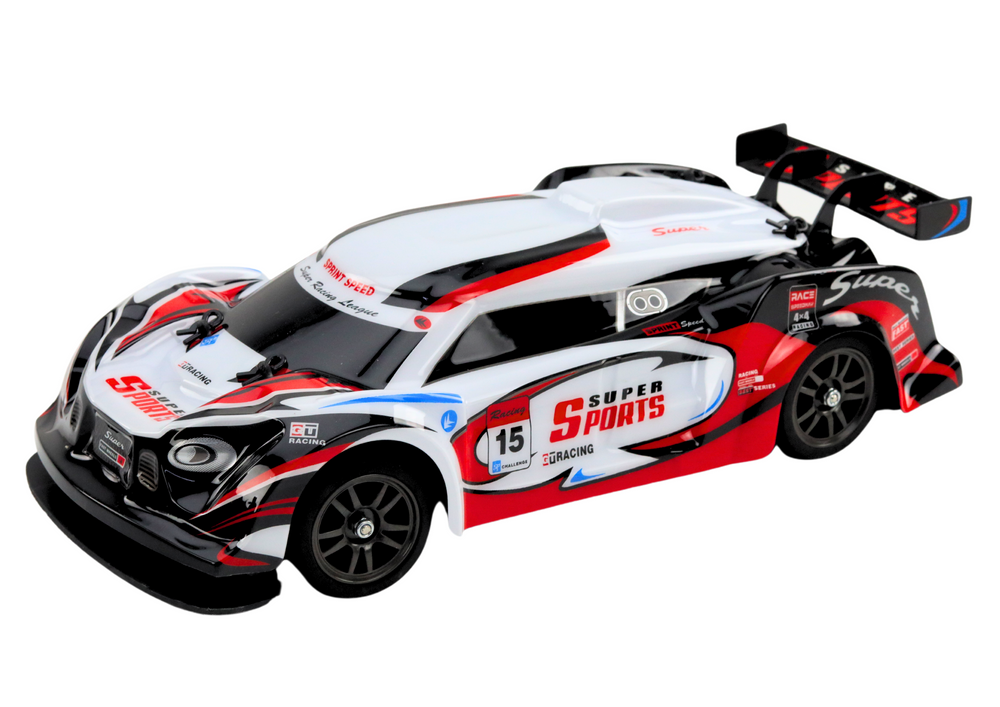 Auto na daljinsko upravljanje Sports Car 1:16 Drift sa promjenjivim kotačima - bijelo/crveni