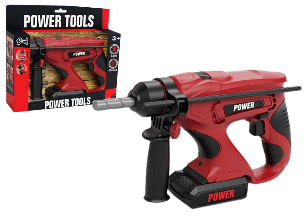 Dječja bušilica za igru na baterije Powered Drills - crvena