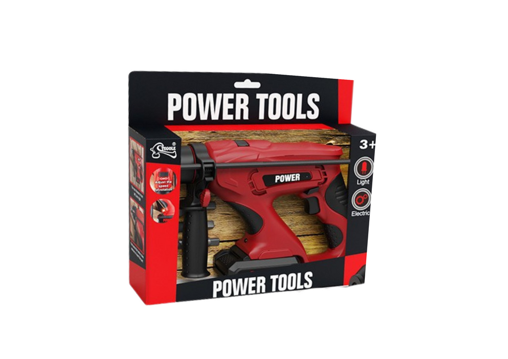 Dječja bušilica za igru na baterije Powered Drills - crvena