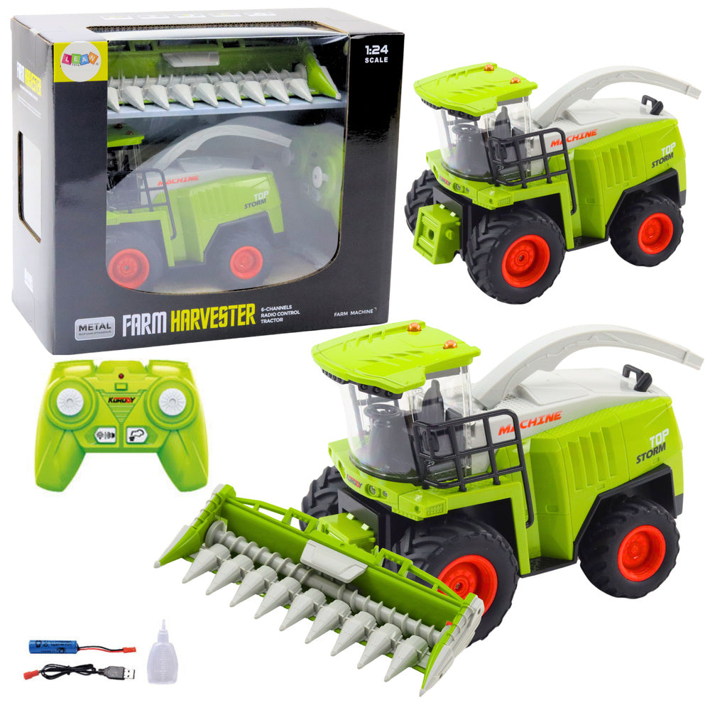 Kombajn na daljinsko upravljanje Combine Harvester s nastavkom za kukuruz 2.4G - zeleno/bijeli