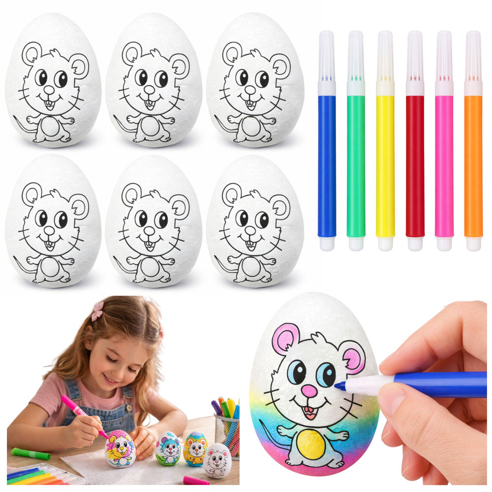 Easter Styrofoam Eggs For Painting Markers Markers Mouse 6pcs