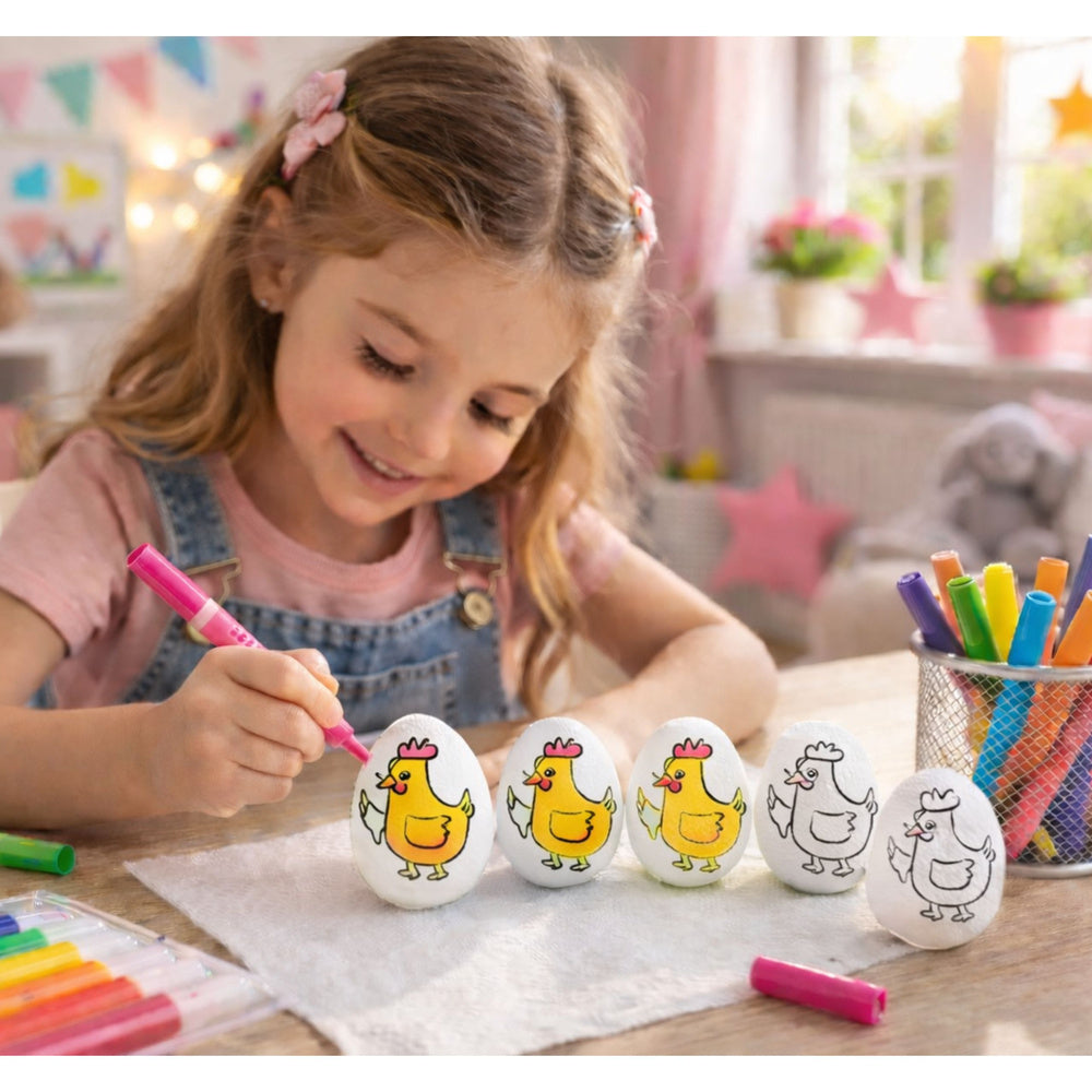 Easter Styrofoam Eggs For Painting Markers Markers Hen 6pcs