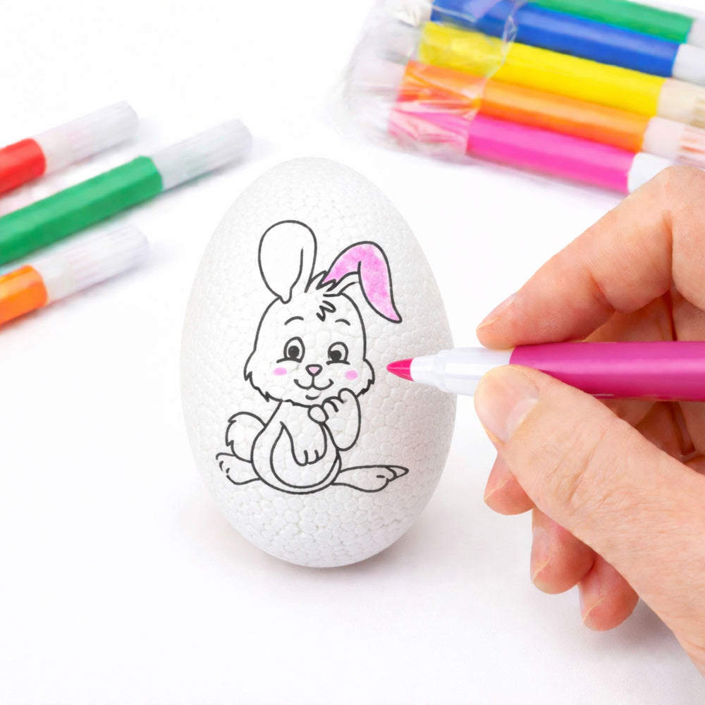 Easter Styrofoam Eggs For Painting Markers Rabbit Pattern C 6pcs