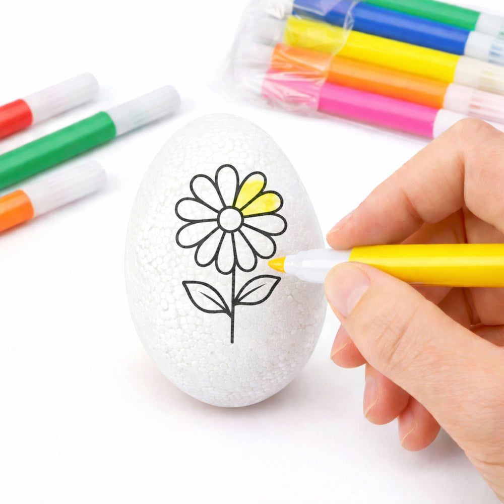 Easter Styrofoam Eggs For Painting Markers Flower Pattern D 6pcs