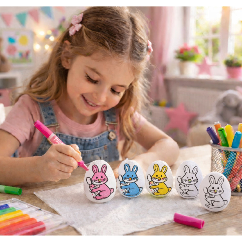 Easter Styrofoam Eggs For Painting Markers Felt-tip Pens Bunny 6pcs