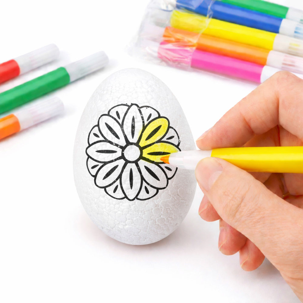 Easter Styrofoam Eggs For Painting Markers Flower Pattern A 6pcs